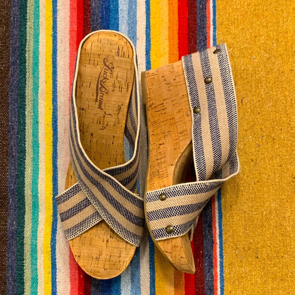 Lucky Brand - Striped Cork Wedge - Size 8.5
